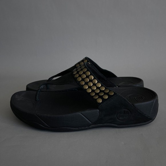 Fitflop Shoes - Fit Flop Sandals Women 7 Thong Wedge Platform Chunky Open Leather Comfort Shoes